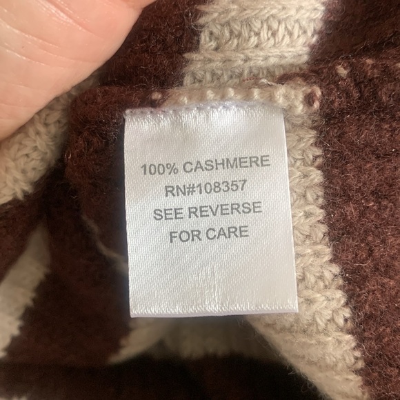 Design History Sweater size M striped 100% cashmere brown tan soft winter fall - Picture 3 of 9